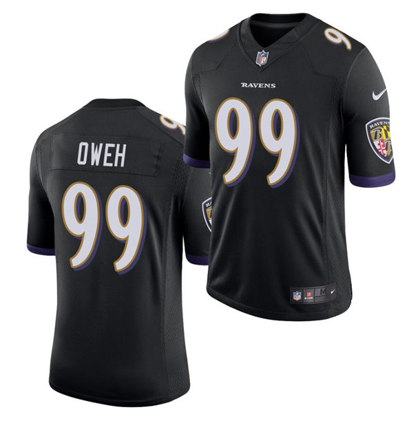 Men's Baltimore Ravens #99 Jayson Oweh Black NFL 2021 Draft Vapor Untouchable Limited Stitched Jersey